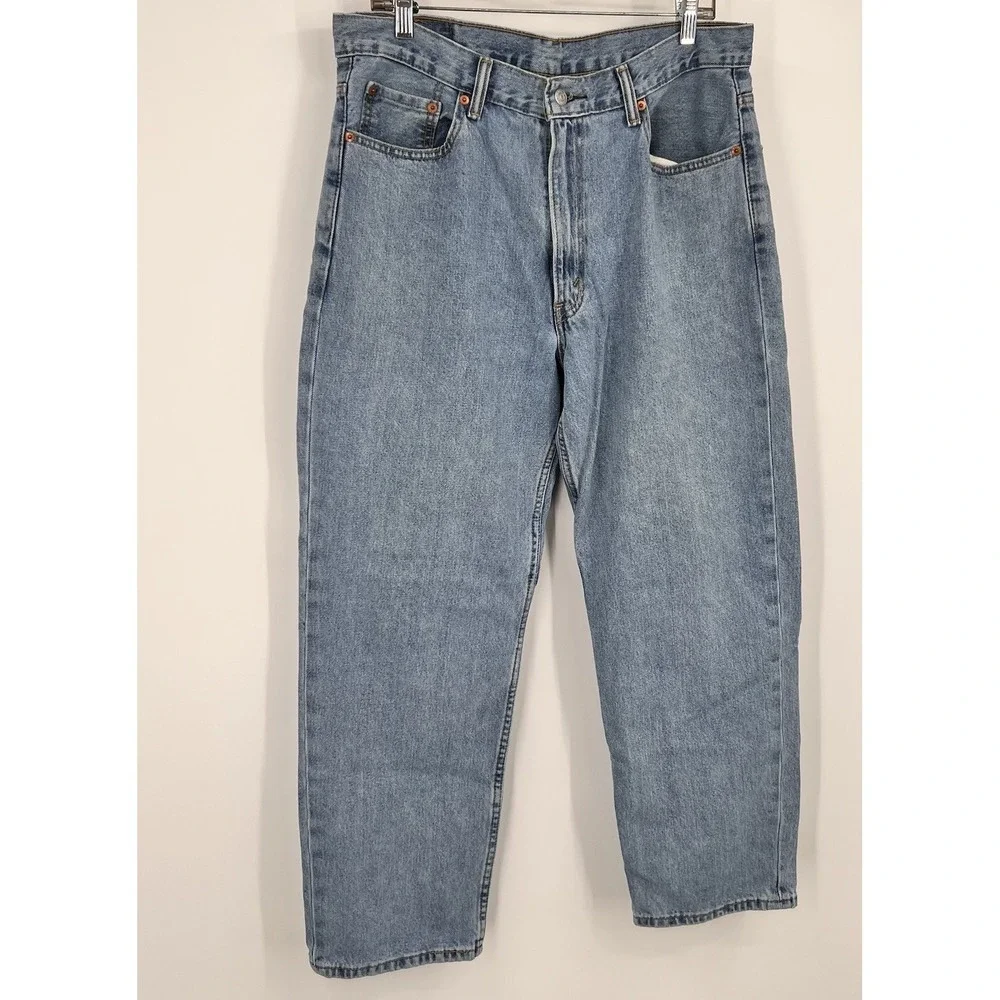 Levis 550‎ Jeans Mens 36x30 Stone Wash Blue Relaxed Fit Denim Pants Casual